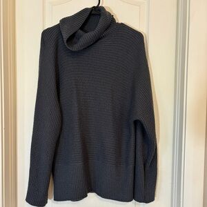 Modern Soul Chunky Knit Turtleneck Sweater Women’s M Charcoal Waffle Pullover